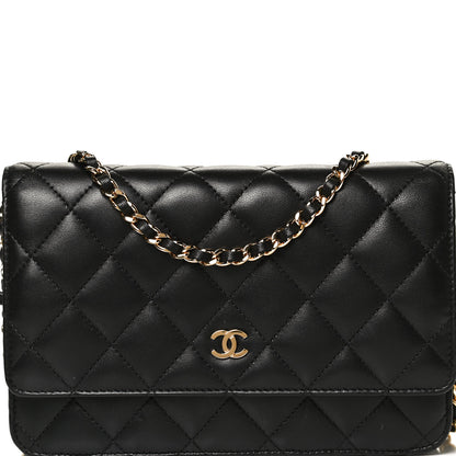 Chanel Lambskin Quilted Wallet On Chain WOC Black 6 of 11