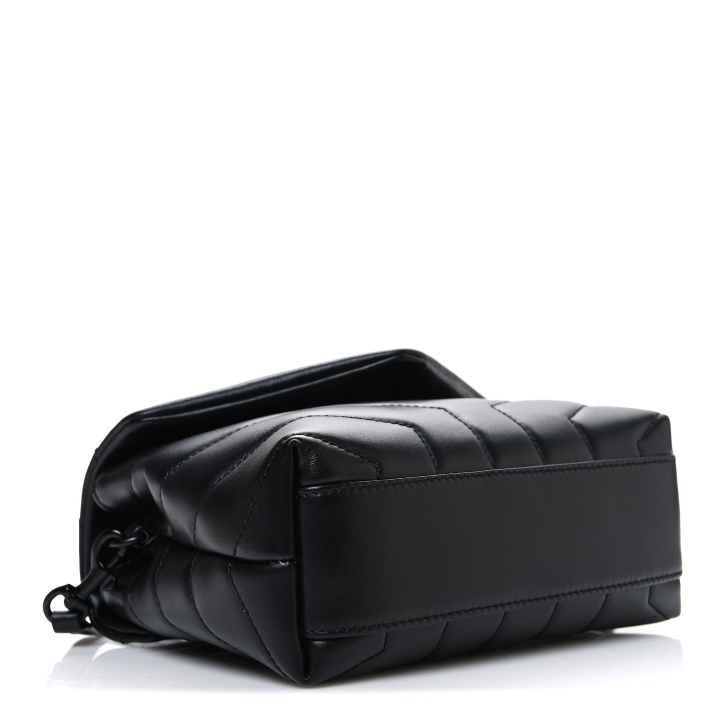 Calfskin Y Quilted Monogram Monochrome Toy Loulou Crossbody Bag Black