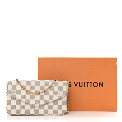 Louis Vuitton Damier Azur Pochette Felicie Chain Wallet Rose Ballerine 15 of 15