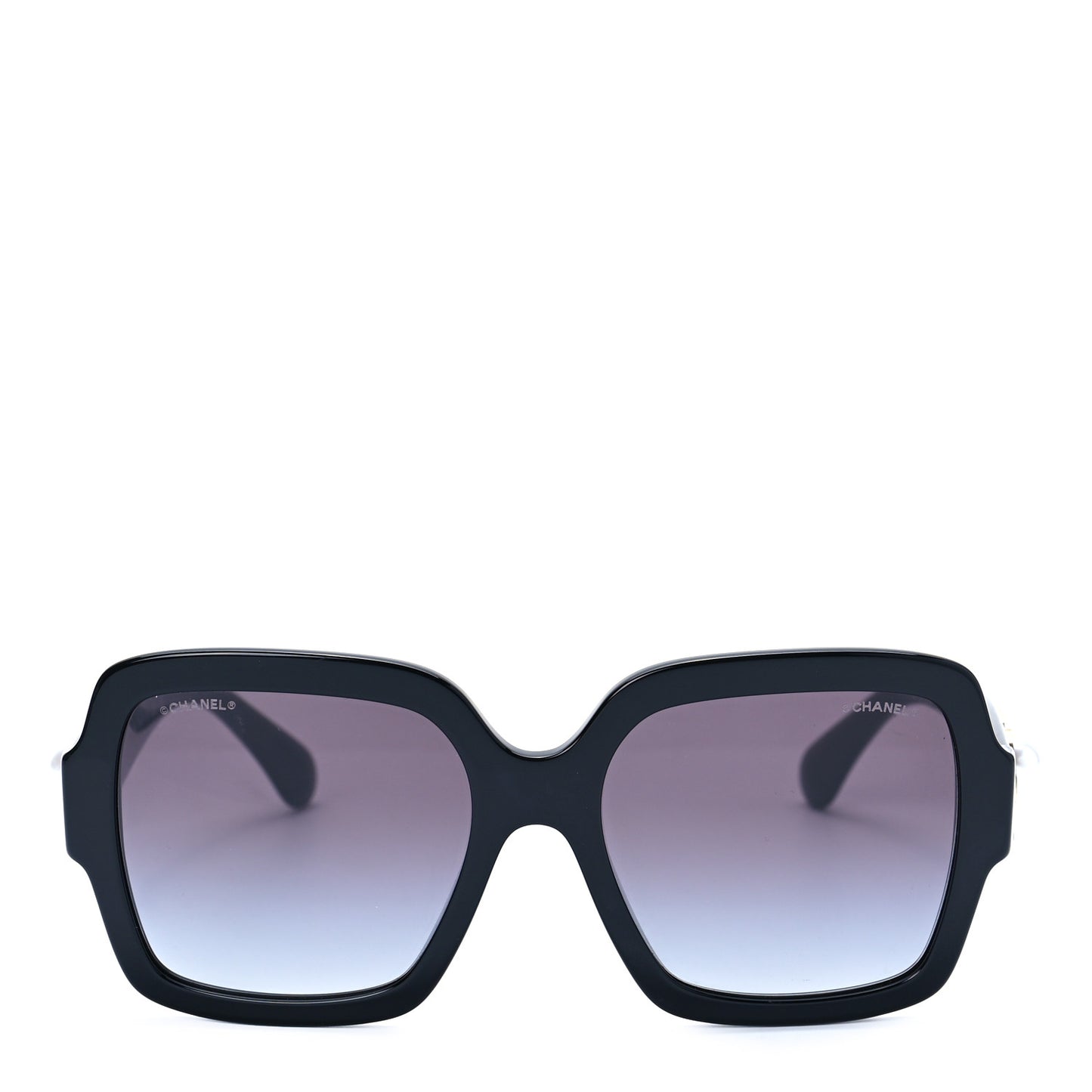 Acetate Charms Pearl Square Sunglasses 5479-A Black Gold
