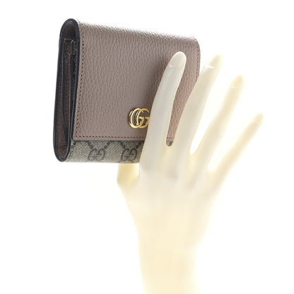 Gucci Dollar Calfskin GG Supreme Monogram Medium GG Marmont Card Case Porcelain Rose Beige Ebony 2 of 10
