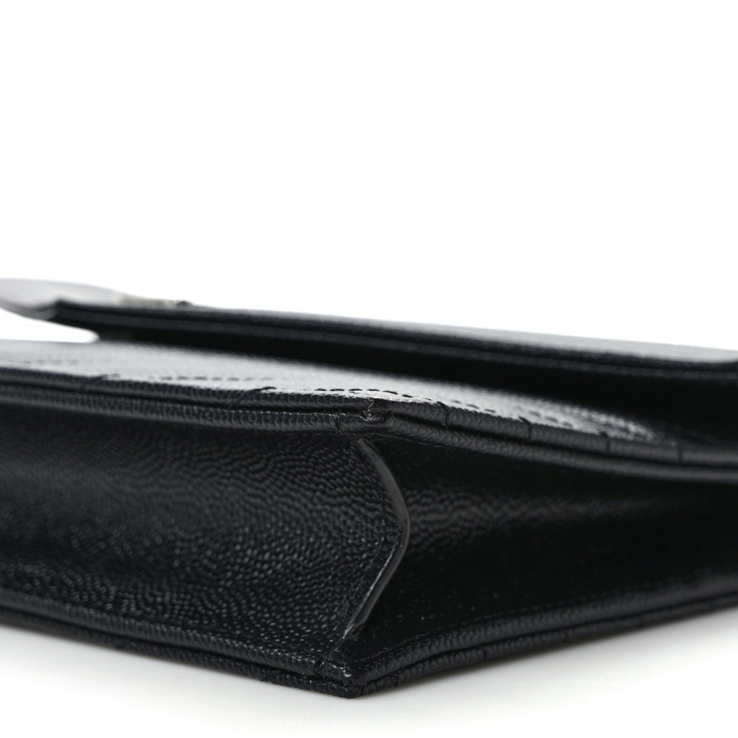 Grain De Poudre Matelasse Chevron Monogram Envelope Chain Wallet Black