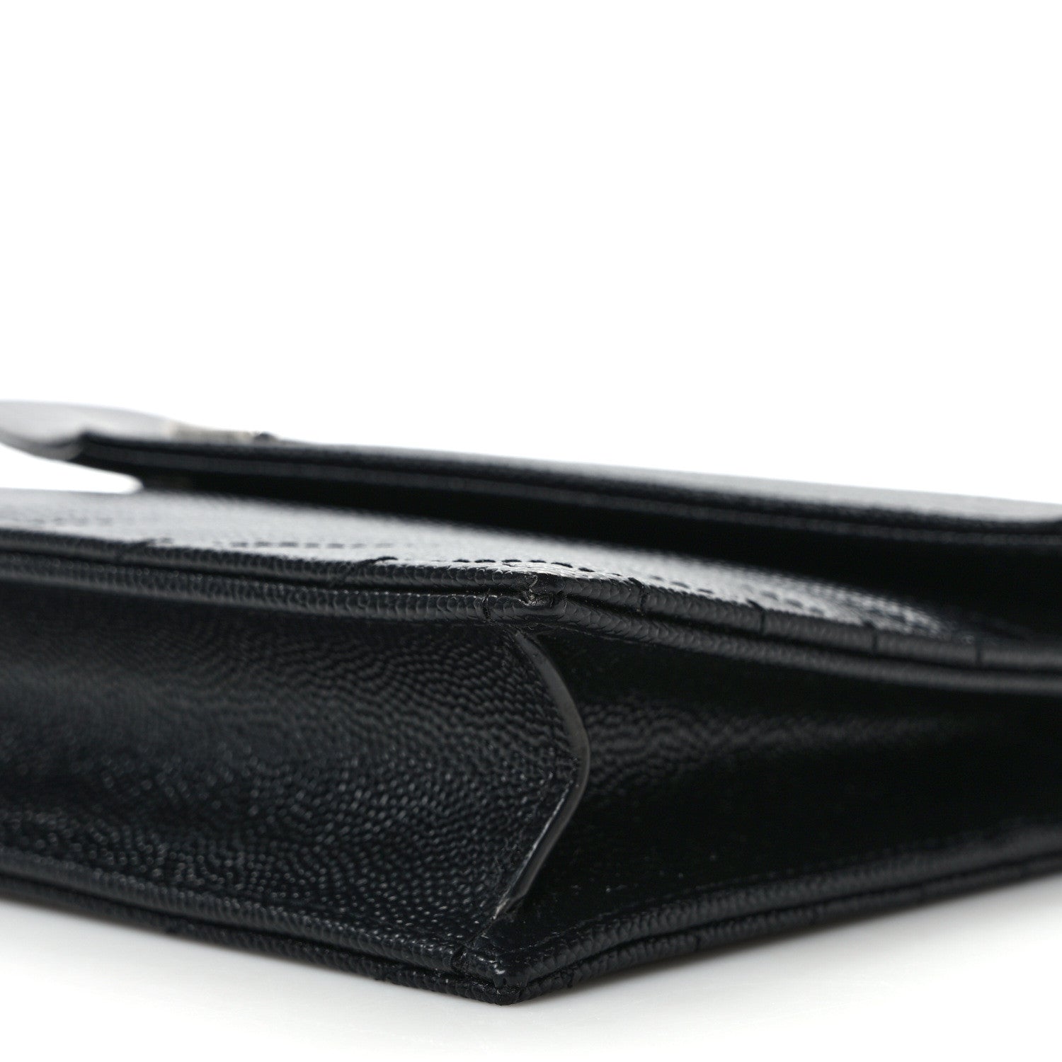 Saint Laurent Grain De Poudre Matelasse Chevron Monogram Envelope Chain Wallet Black 9 of 11