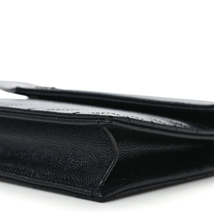 Saint Laurent Grain De Poudre Matelasse Chevron Monogram Envelope Chain Wallet Black 9 of 11