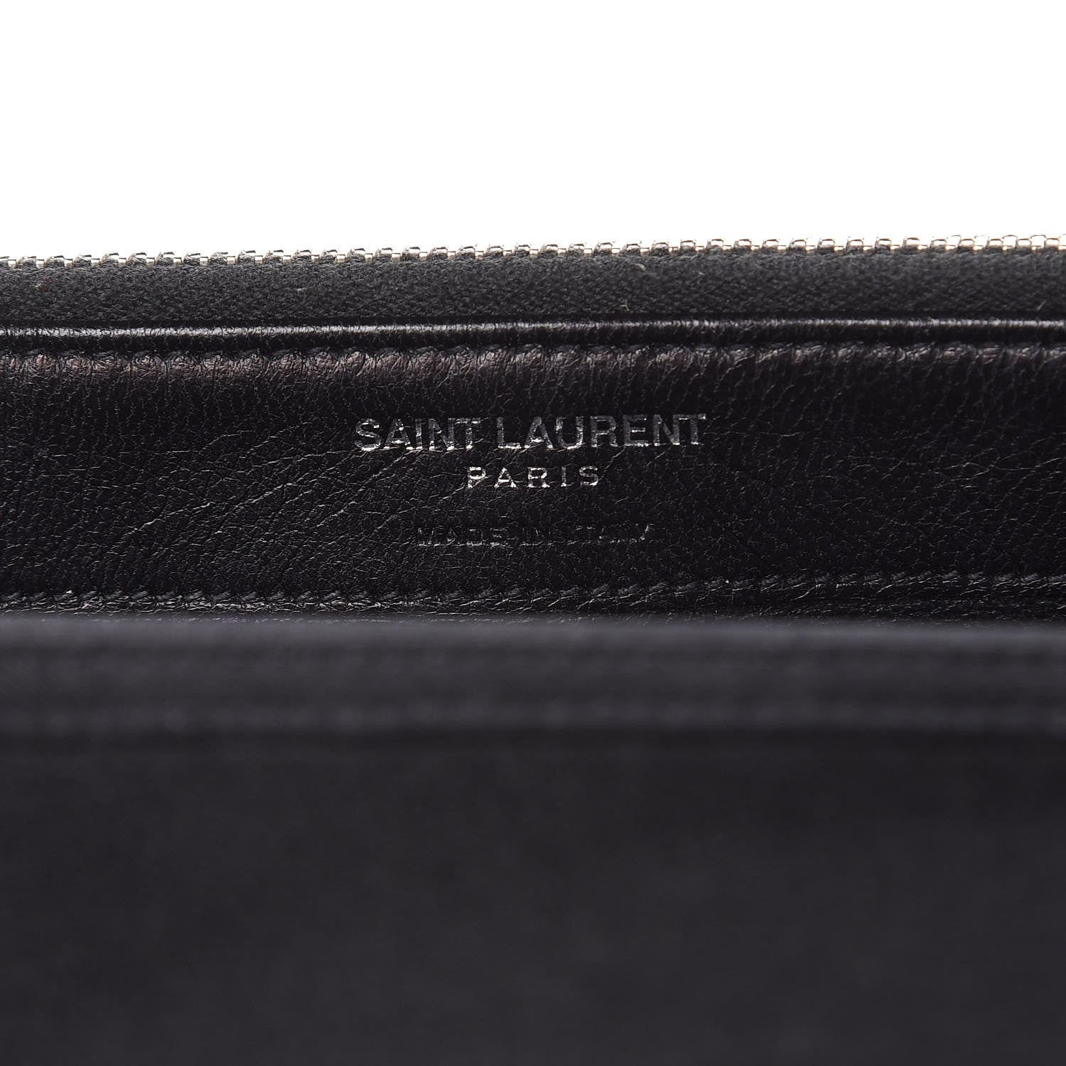 Saint Laurent Satin Chevron Monogram Envelope Chain Wallet Black 6 of 15