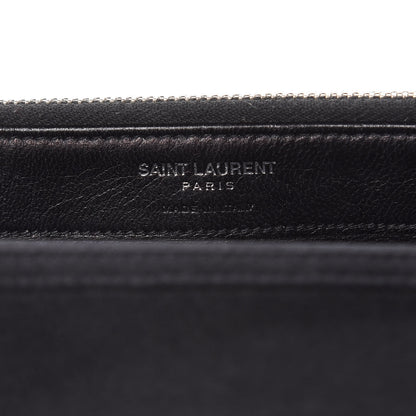 Saint Laurent Satin Chevron Monogram Envelope Chain Wallet Black 6 of 15