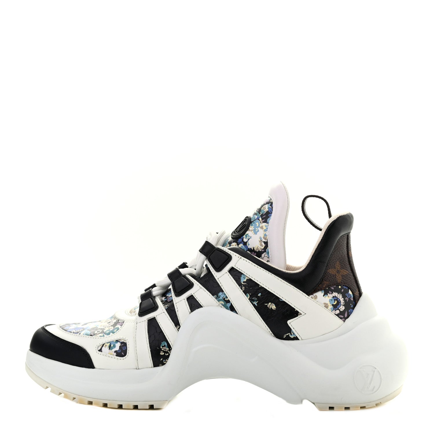 Louis Vuitton Flower Printed Calfskin Monogram LV Archlight Sneakers 39 Black Blue 1 of 10