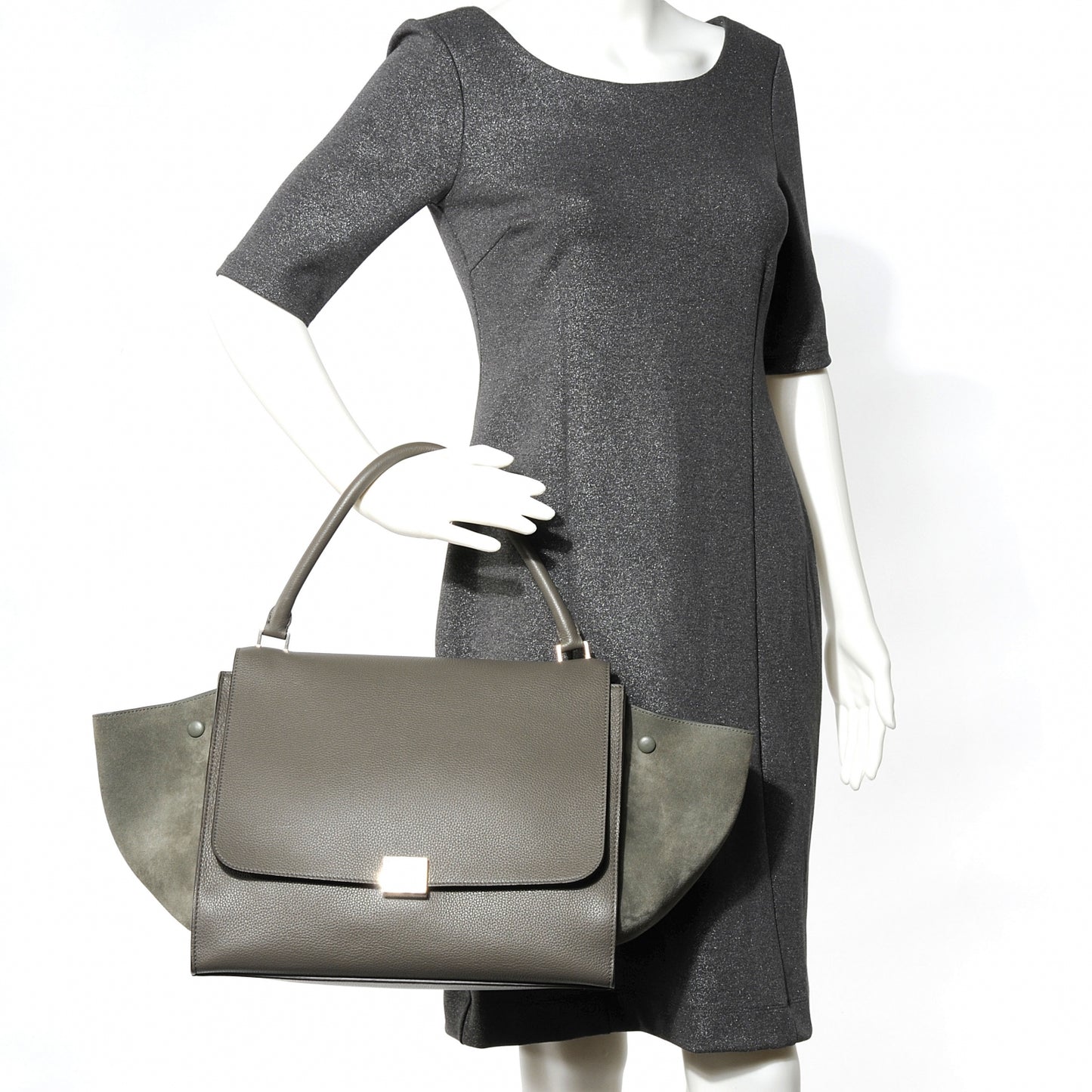 Drummed Leather and Suede Large Trapeze Almond