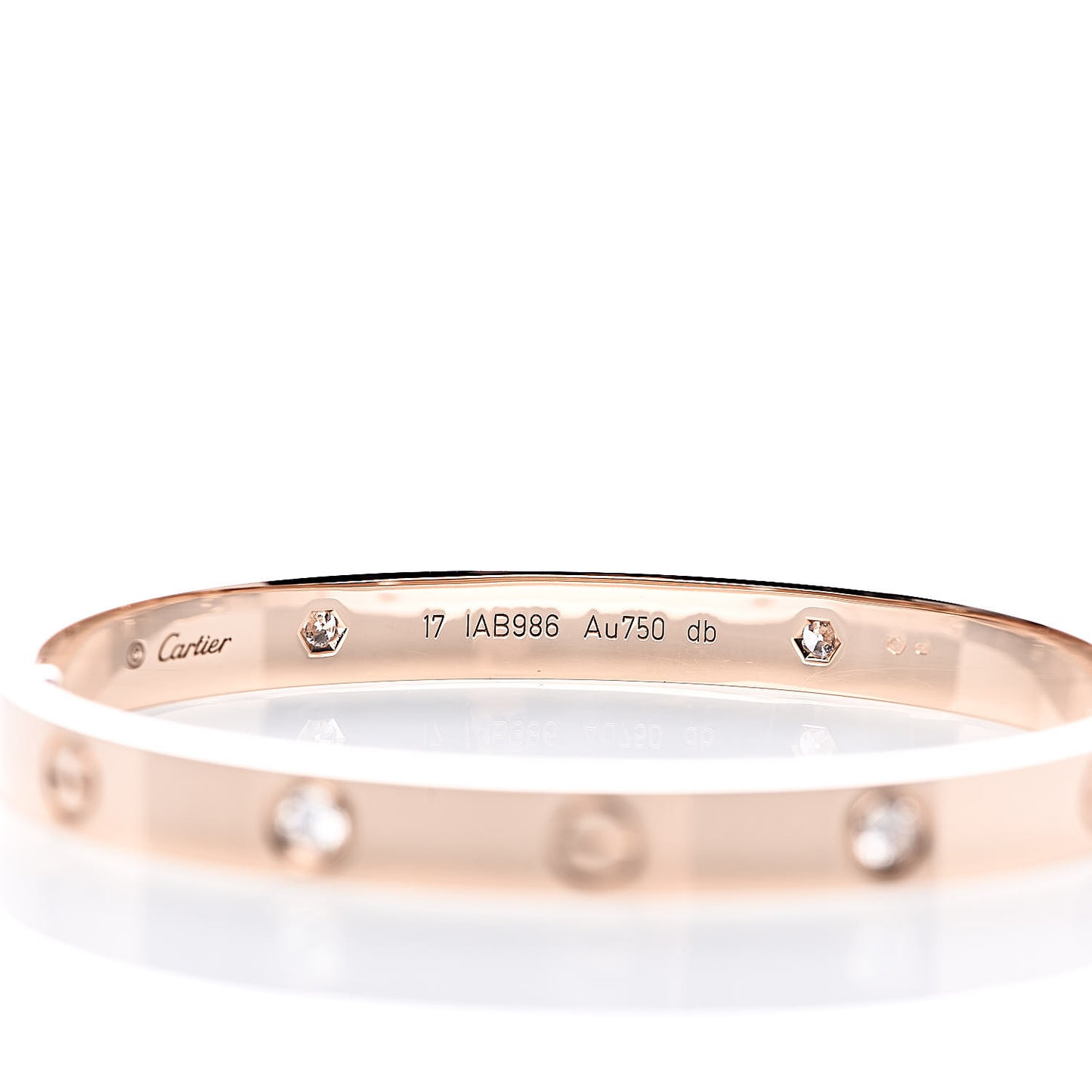 18K Pink Gold 4 Diamond LOVE Bracelet 17