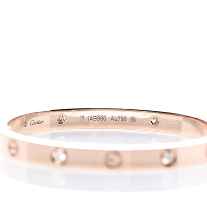Cartier 18K Pink Gold 4 Diamond LOVE Bracelet 17 4 of 6