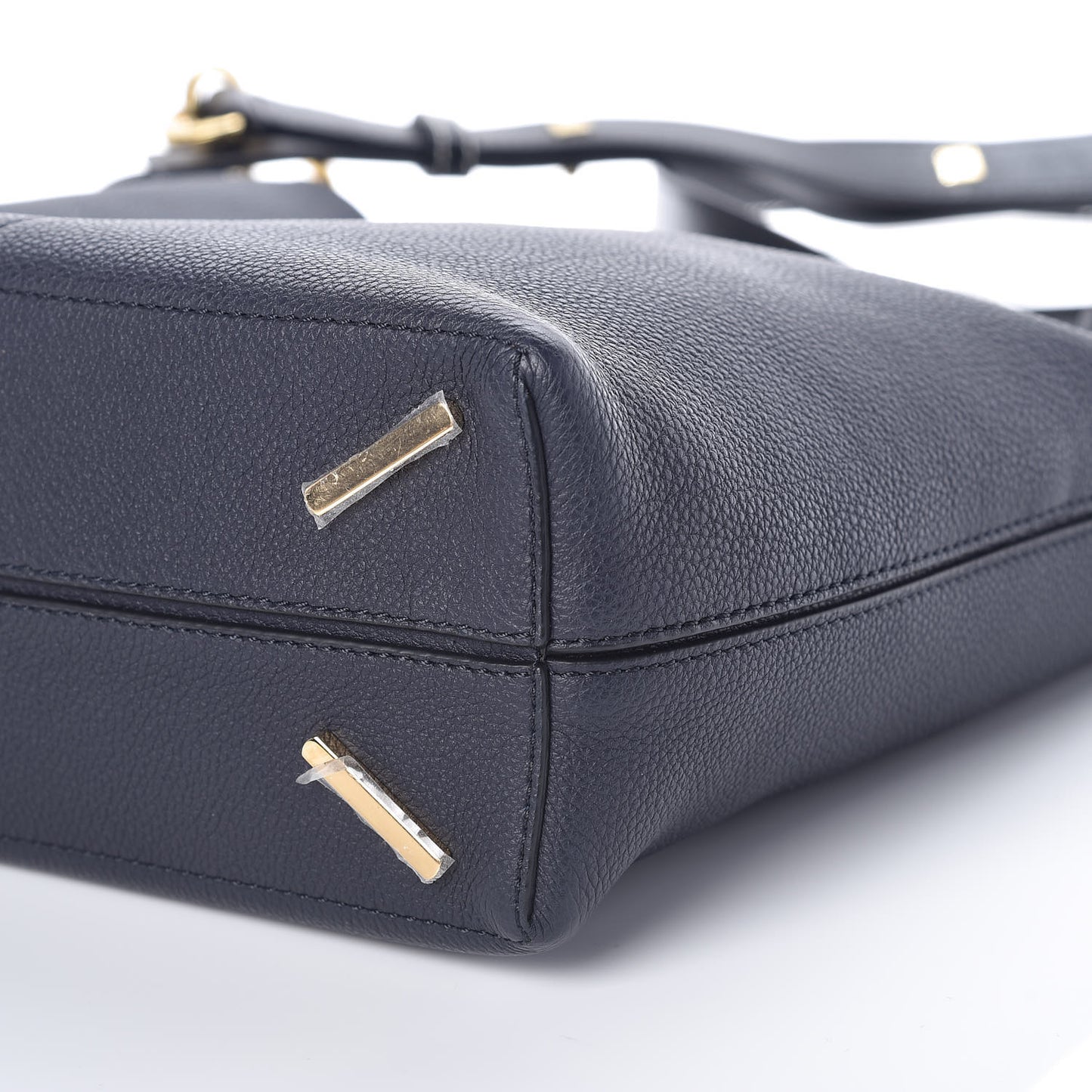 Calfskin V Bucket Bag Midnight Blue Black