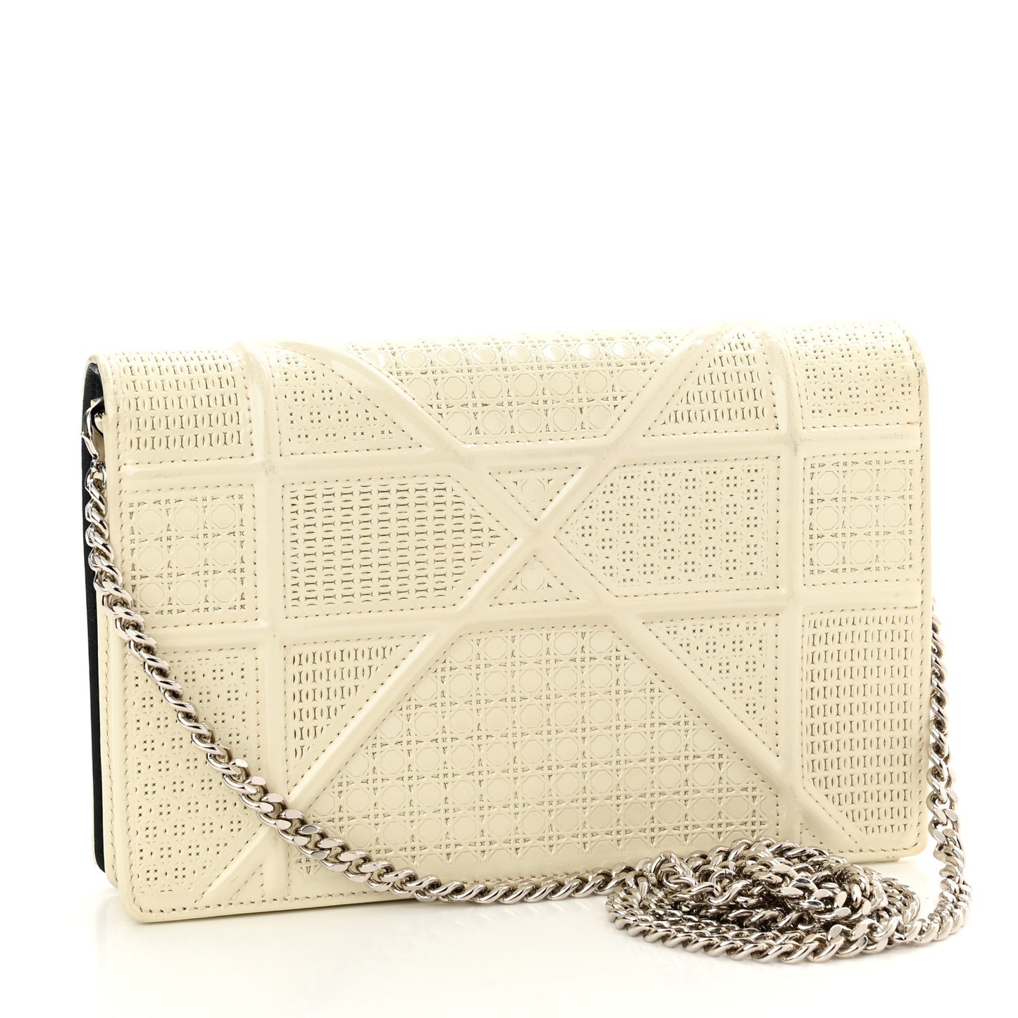 Patent Micro-Cannage Diorama Wallet on Chain Pouch White