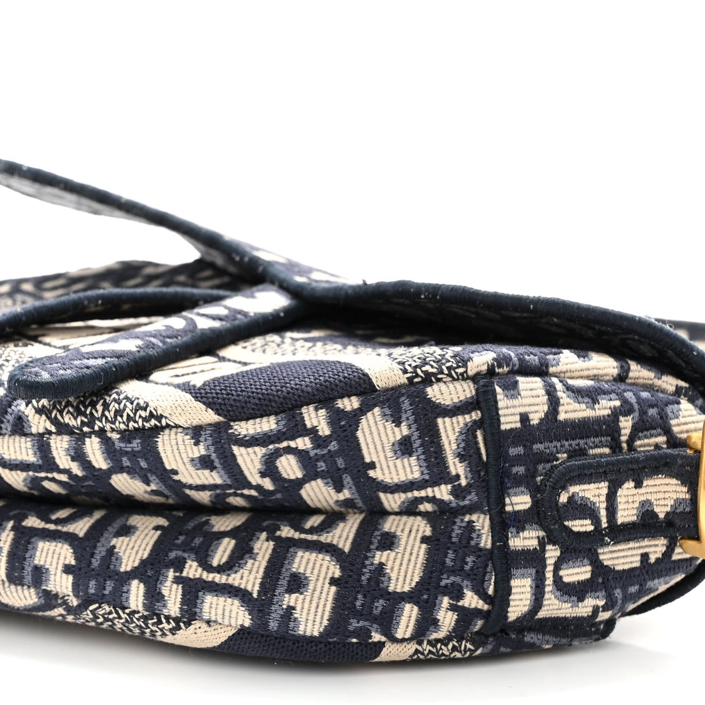 Oblique Embroidered Saddle Bag Blue