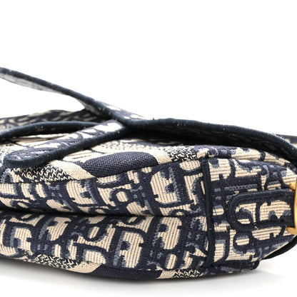 Christian Dior Oblique Embroidered Saddle Bag Blue 9 of 10