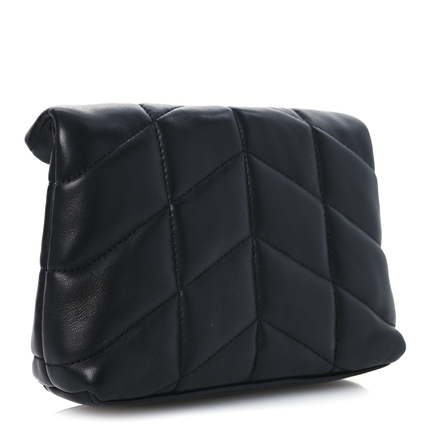 Saint Laurent Lambskin Monogram Loulou Puffer Pouch Clutch Black 3 of 13