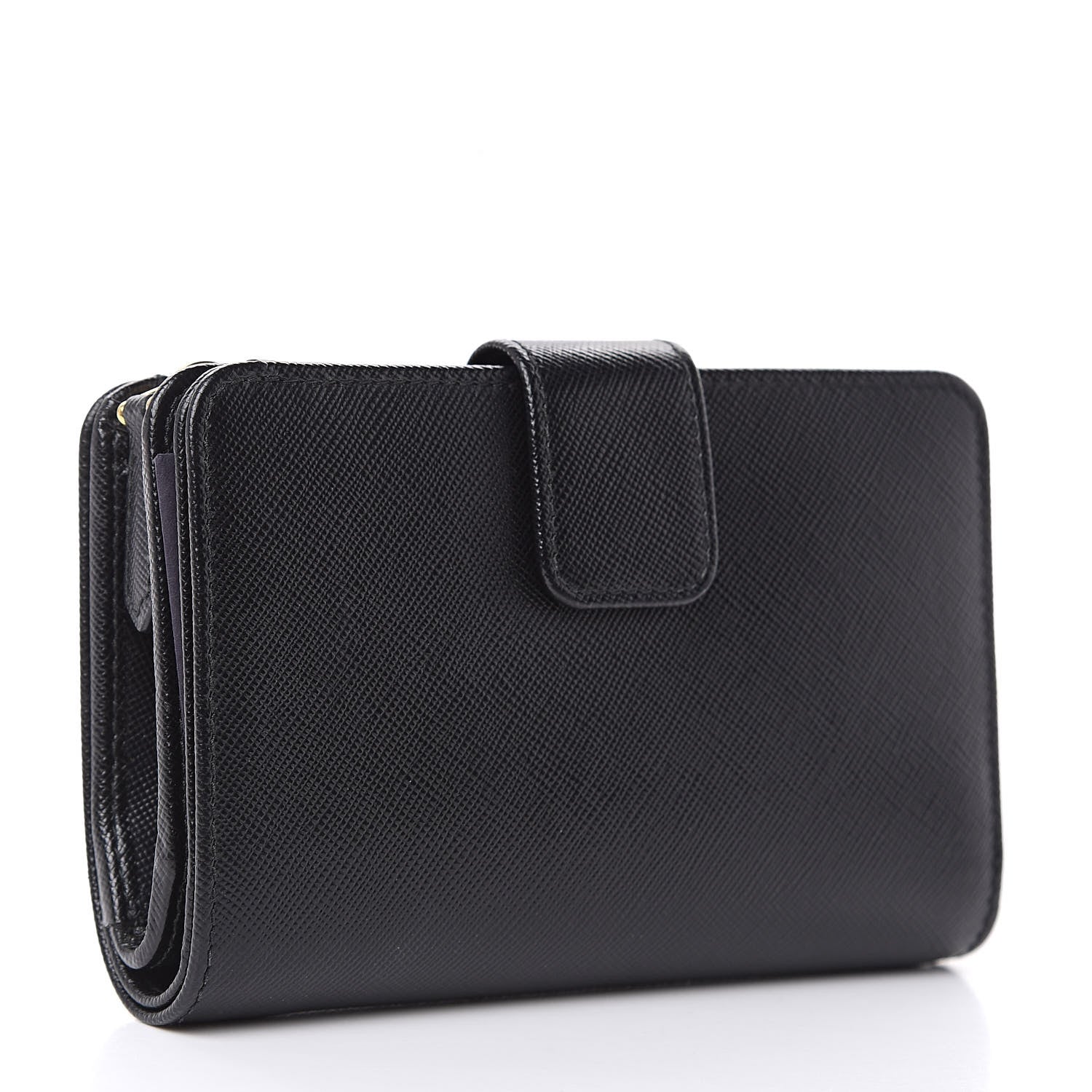 Prada Saffiano Metal Compact Wallet Black 3 of 8