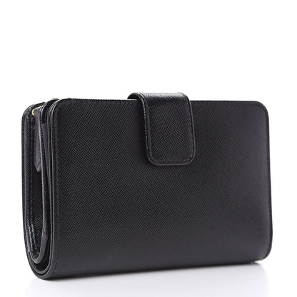 Prada Saffiano Metal Compact Wallet Black 3 of 8
