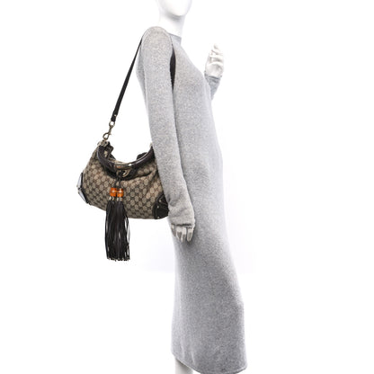 Gucci Monogram Medium Indy Top Handle Hobo Dark Brown 2 of 11