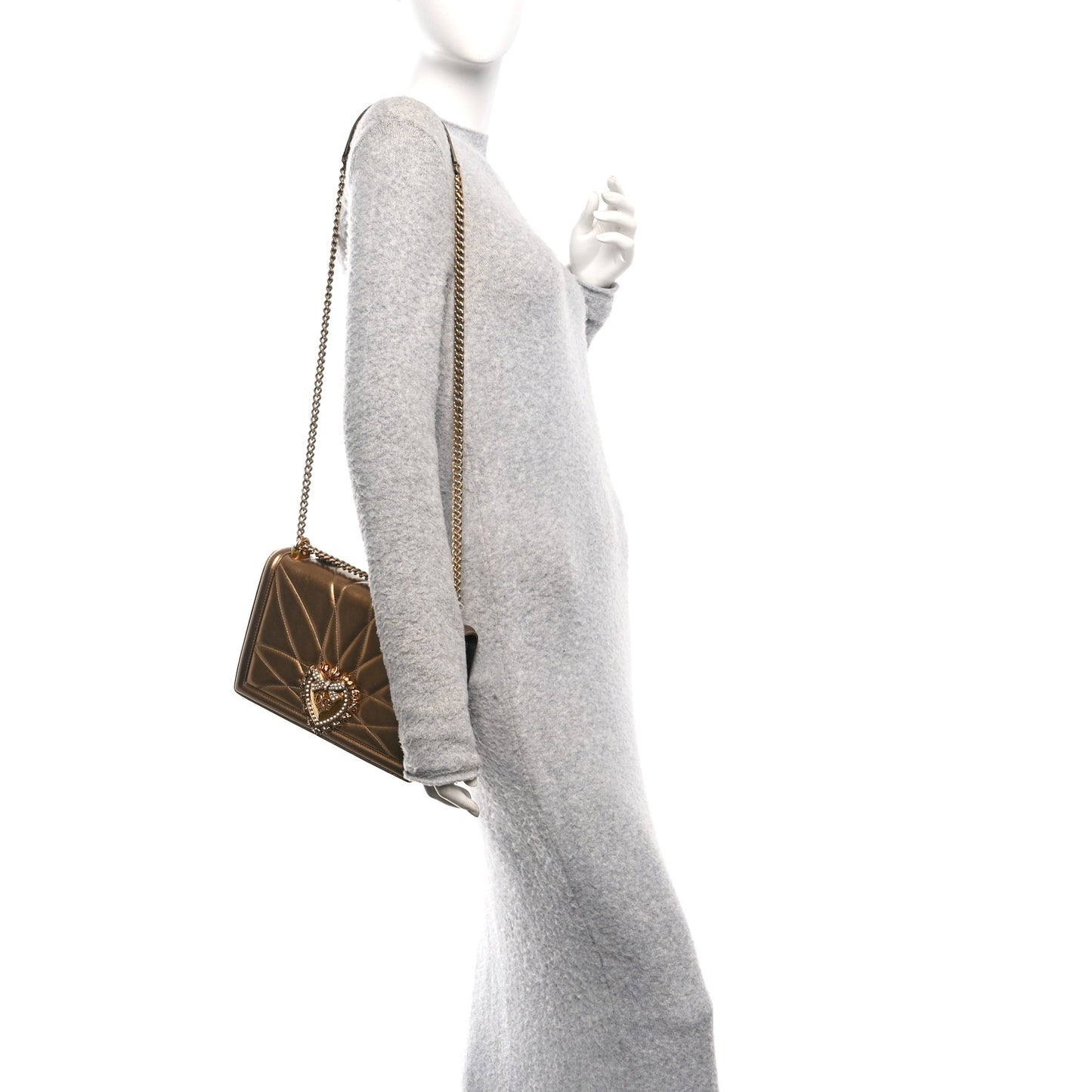 Metallic Nappa Quilted Medium Devotion Crossbody Bag Gold