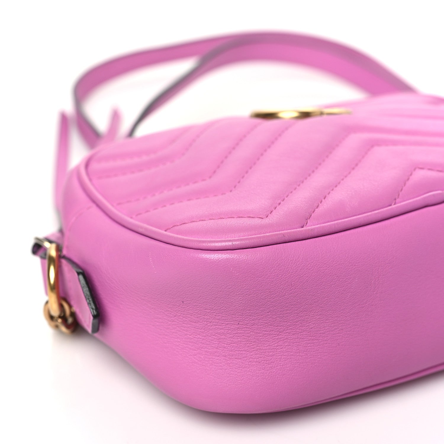 Gucci Calfskin Matelasse Mini GG Marmont Chain Shoulder Bag Candy Mousse 9 of 11