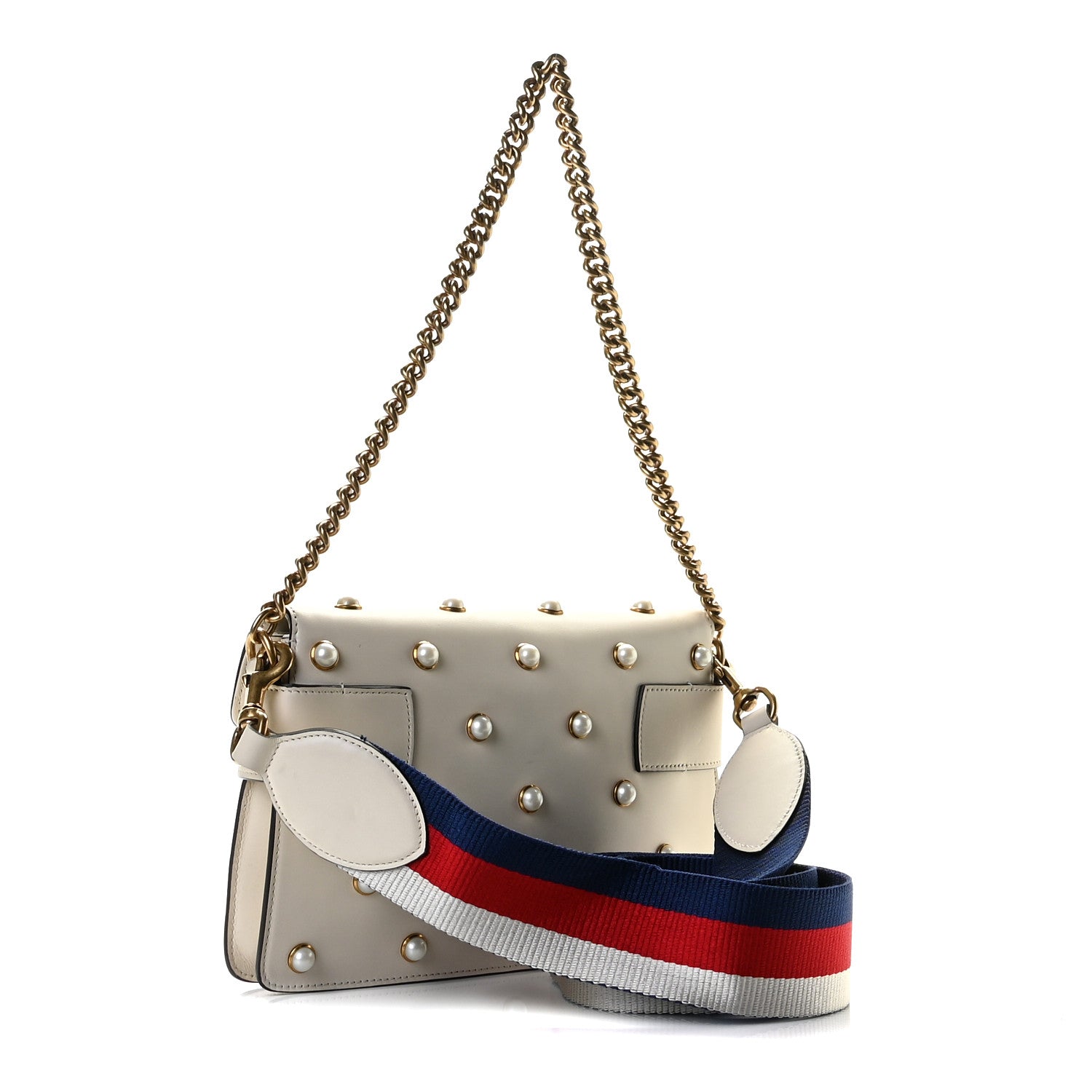 Gucci Nappa Pearl Studded Mini Queen Margaret Broadway Shoulder Bag Mystic White 2 of 14