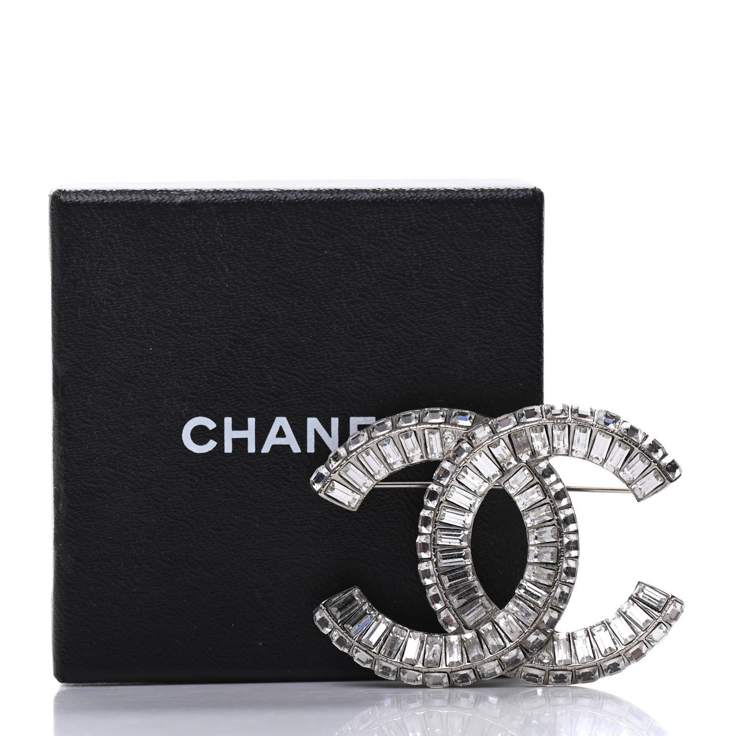 Chanel Baguette Crystal CC Brooch Silver 5 of 5