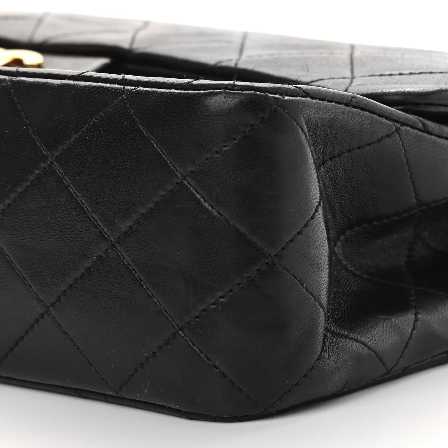 Lambskin Quilted Medium Double Flap Black