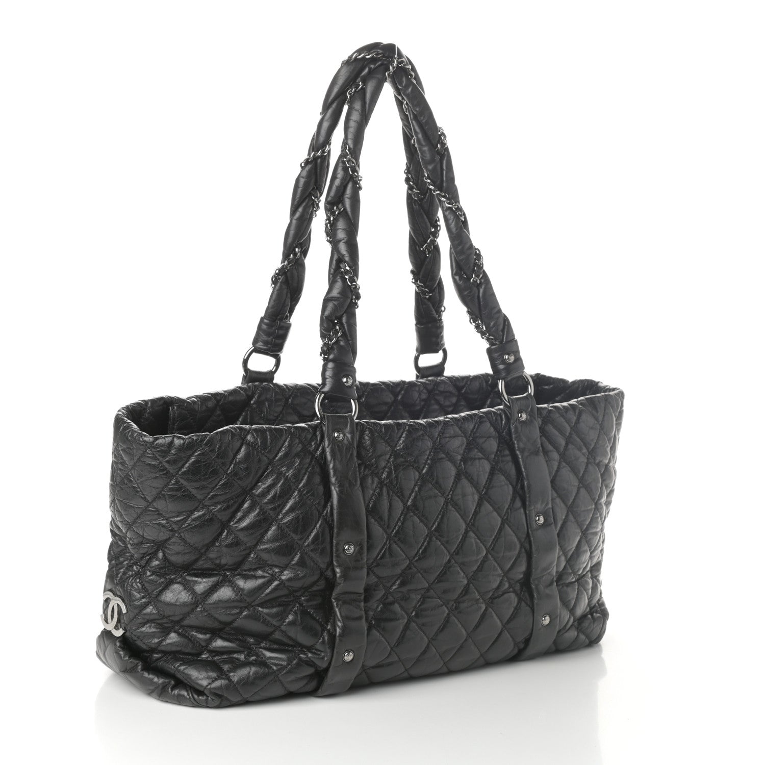 Chanel Distressed Lambskin Vintage Ligne Lady Braid XL Tote Black 3 of 10