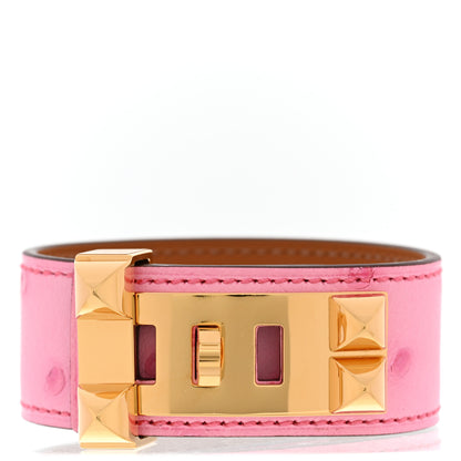 Hermes Boreal Ostrich Collier De Chien 24 CDC Bracelet T2 Rose Bubblegum 1 of 7