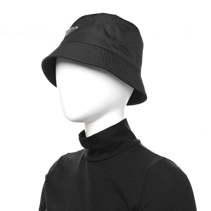 Prada Re-Nylon Metal Triangle Logo Womens Bucket Hat M Black 2 of 10