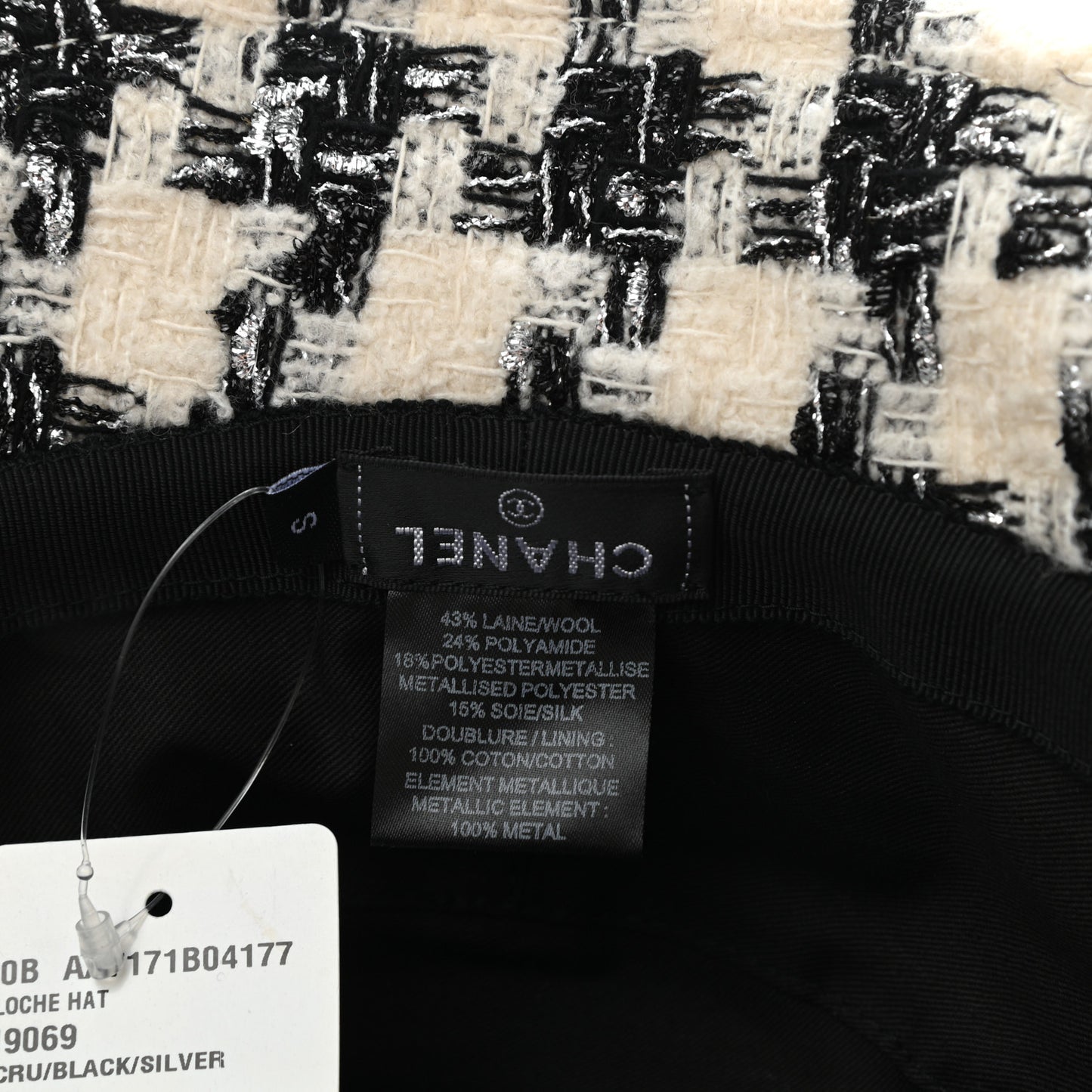 Tweed Bucket Hat S Black Ecru