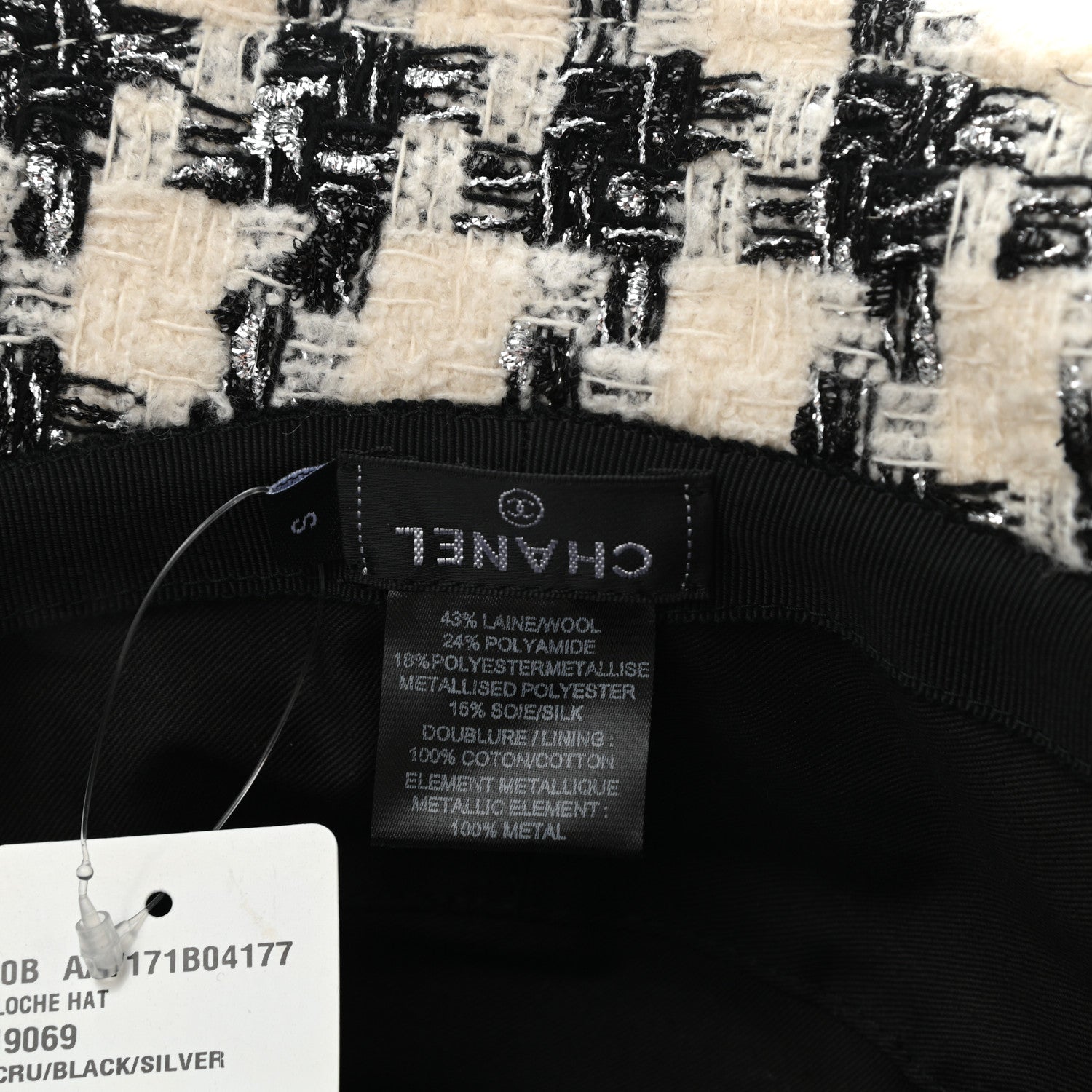 Chanel Tweed Bucket Hat S Black Ecru 8 of 8
