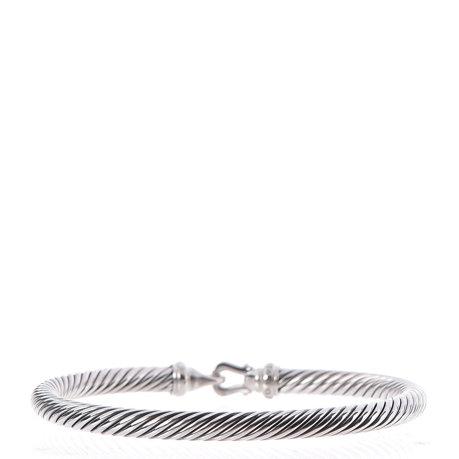 David Yurman Sterling Silver Diamond 5mm Cable Buckle Bracelet 3 of 5