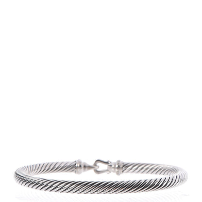 David Yurman Sterling Silver Diamond 5mm Cable Buckle Bracelet 3 of 5