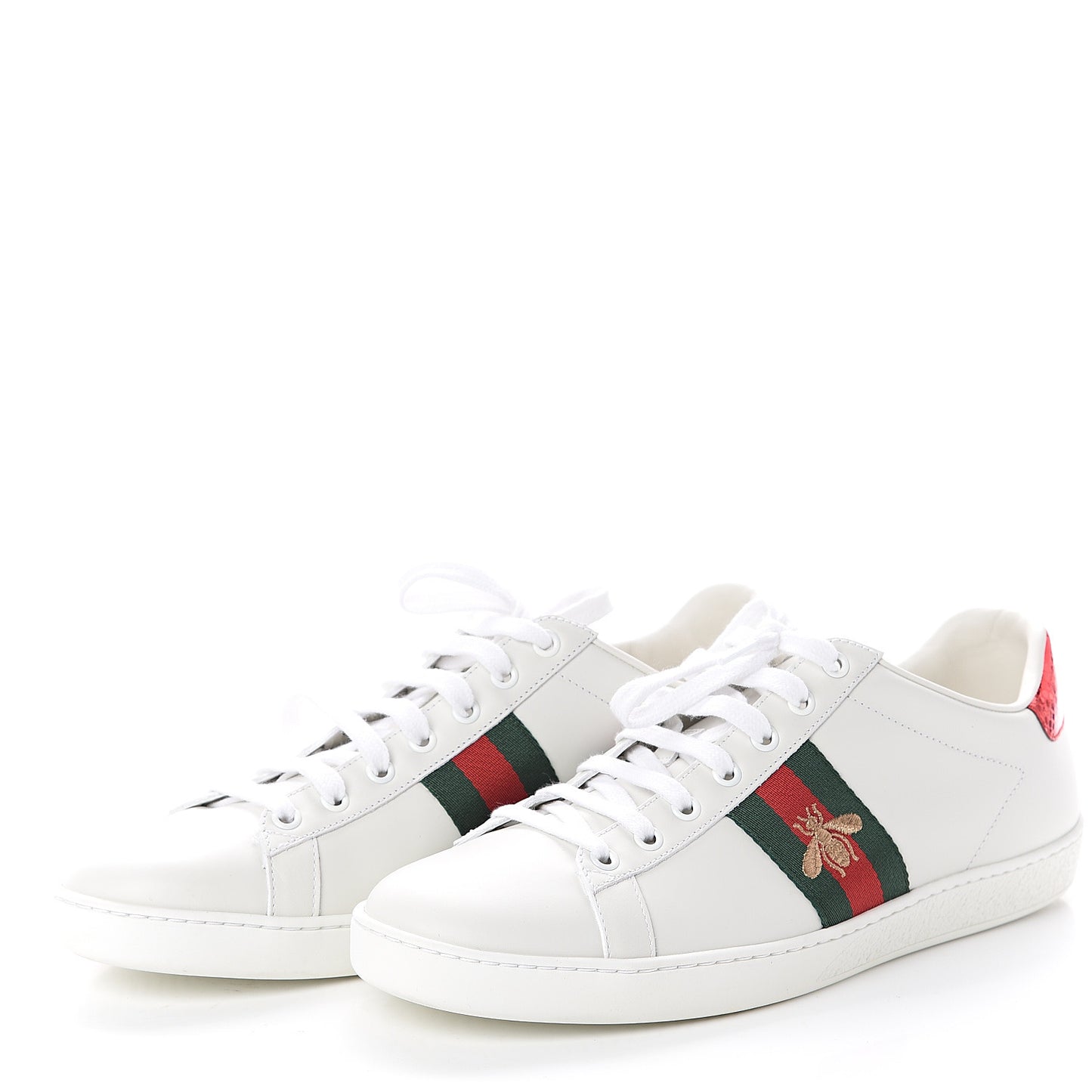 Calfskin Ayers Bee Embroidered Womens Ace Sneakers 40.5 White Green