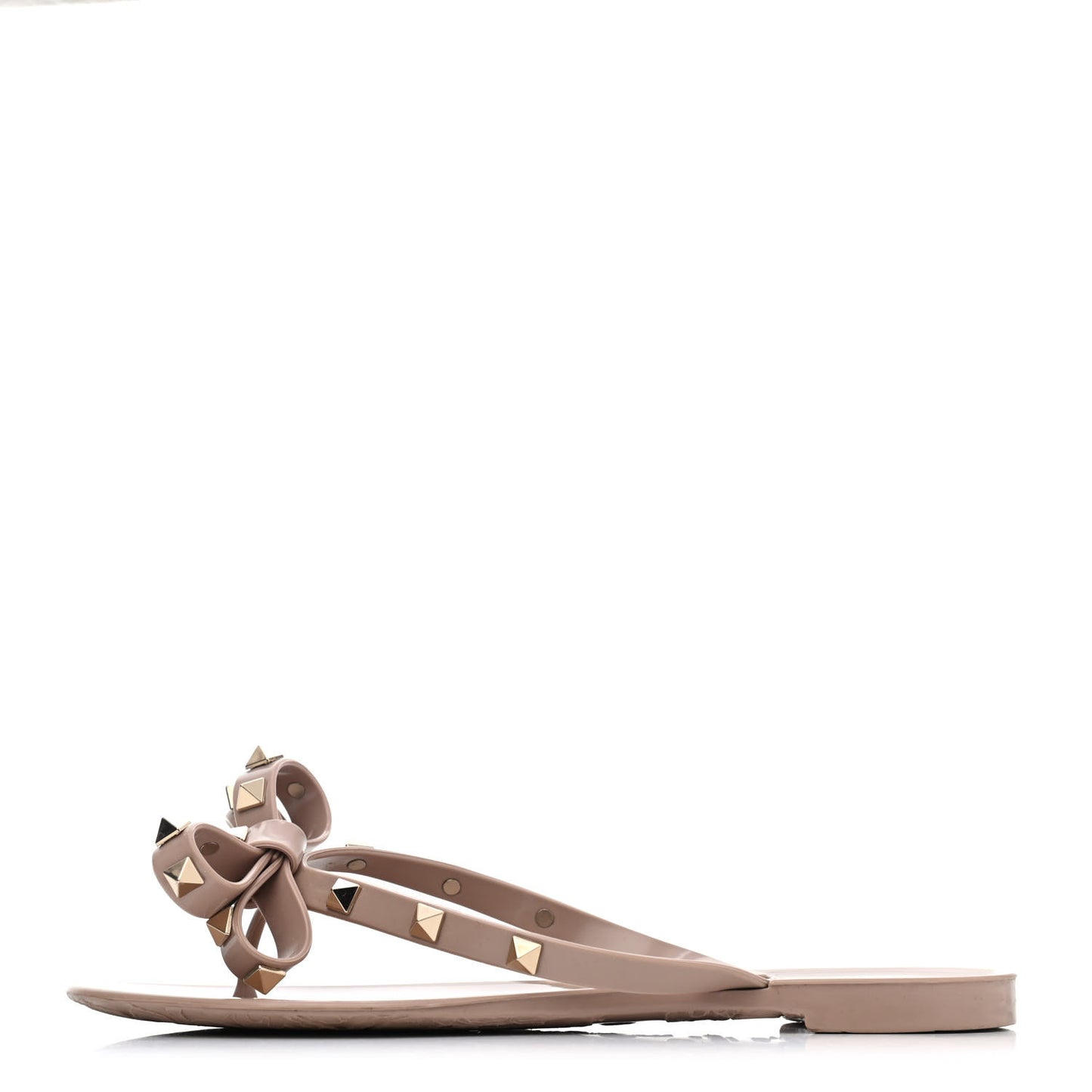 PVC Jelly Rockstud Bow Thong Sandals 36 Poudre
