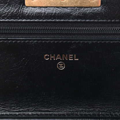 Chanel Goatskin Stitched Golden CC Wallet on Chain WOC Black 6 of 10