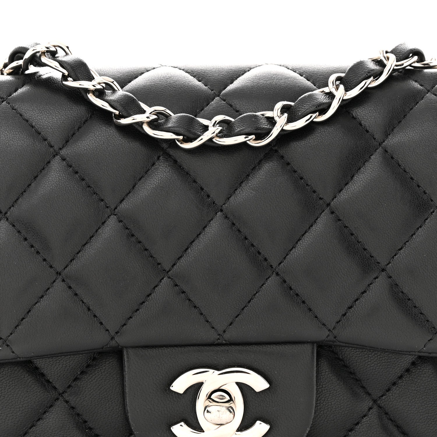 Chanel Lambskin Quilted Mini Square Flap Black 8 of 10