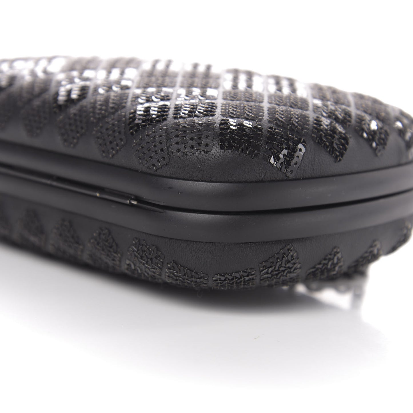 Sequin Paillettes Tartan Chain Knot Clutch Black