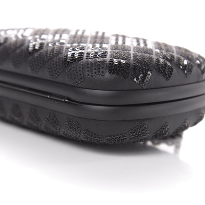 Bottega Veneta Sequin Paillettes Tartan Chain Knot Clutch Black 7 of 8