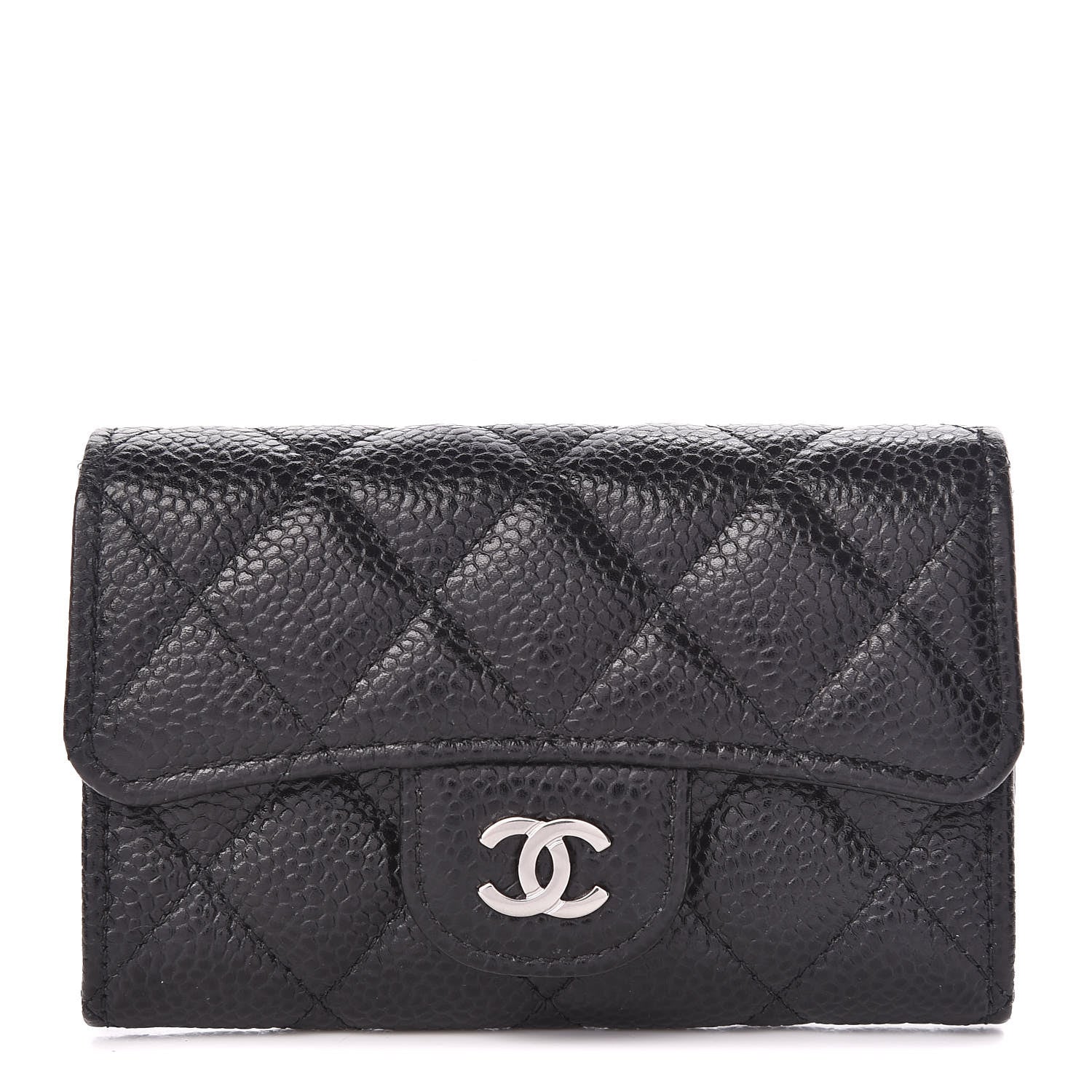 Chanel Caviar Quilted Flap Card Holder Wallet Black 1 of 9