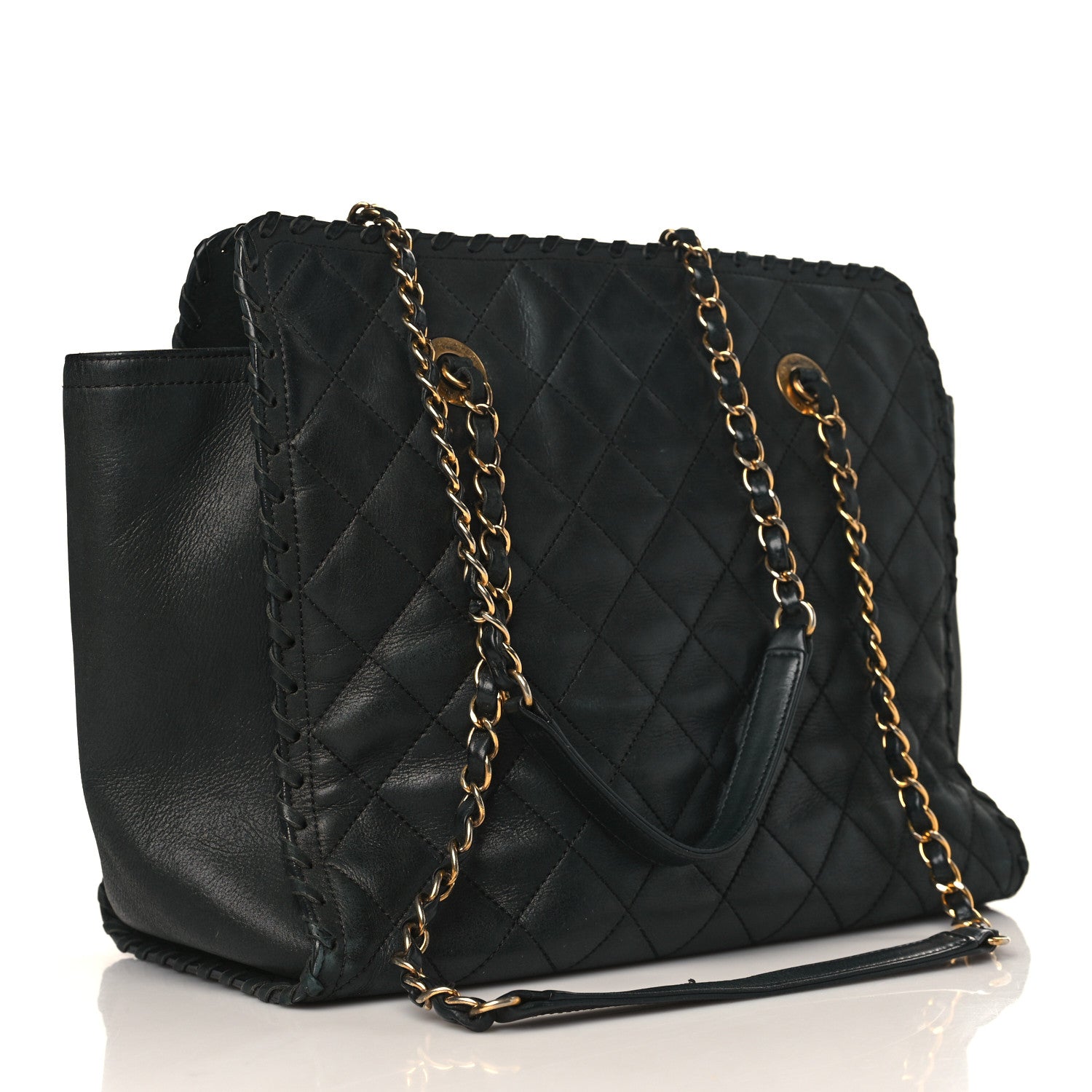 Chanel Iridescent Calfskin Quilted Happy Stitch Shopping Tote Black 3 of 11