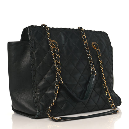 Chanel Iridescent Calfskin Quilted Happy Stitch Shopping Tote Black 3 of 11