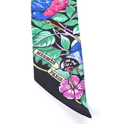 Hermes Silk Jungle Love Love Twilly Black Vert Rose Vif 4 of 4