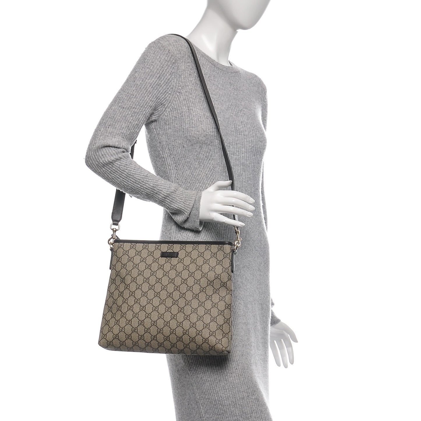 GG Plus Monogram Medium Flat Messenger Bag Dark Brown