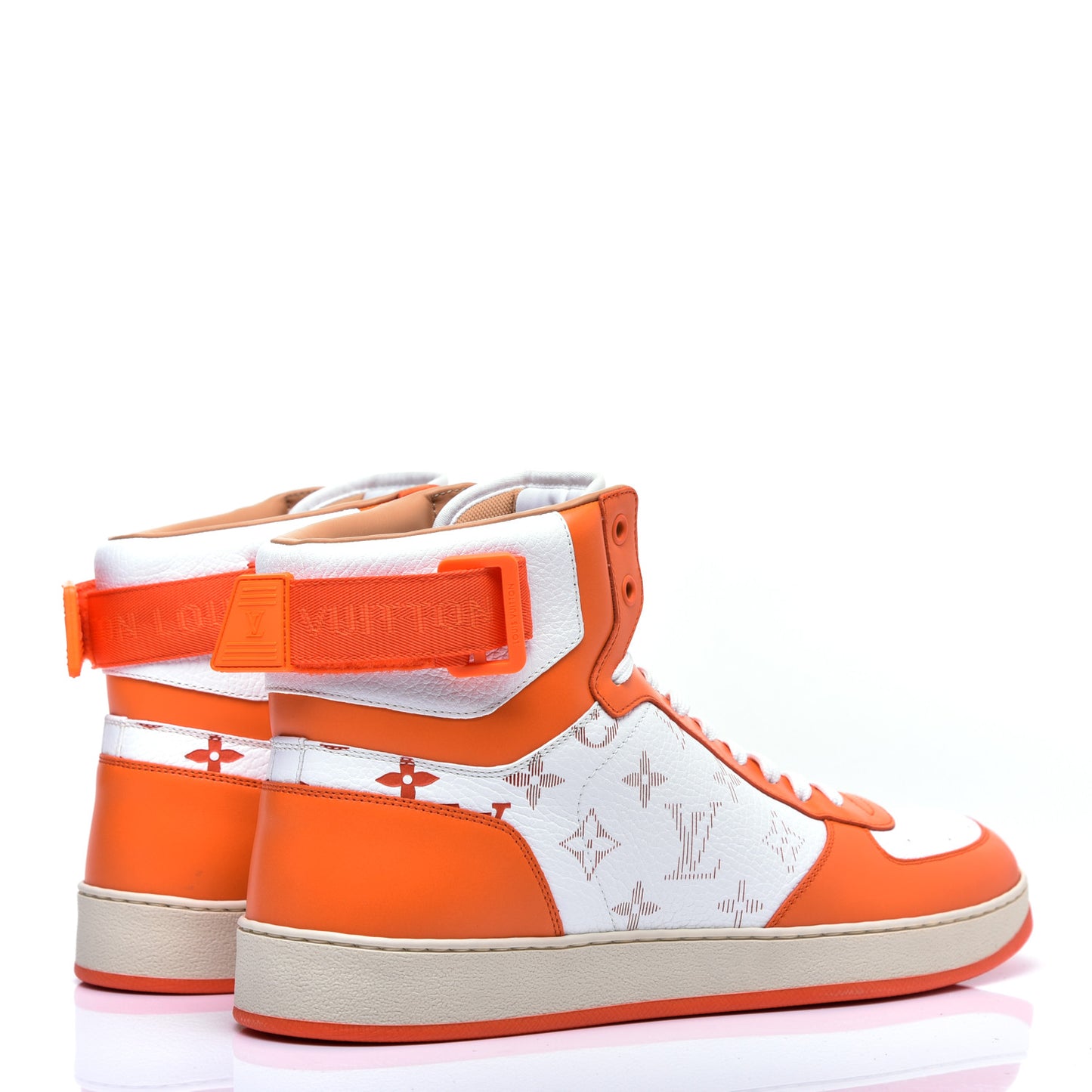 Calfskin Monogram Rivoli High Top Sneakers 10 Orange