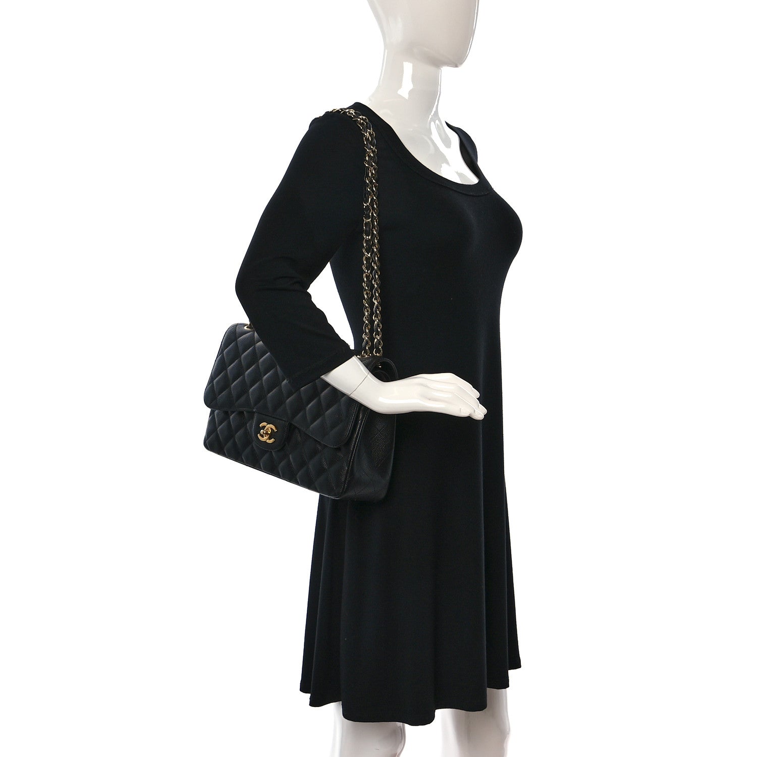 Chanel Caviar Quilted Jumbo Double Flap Black 2 of 11