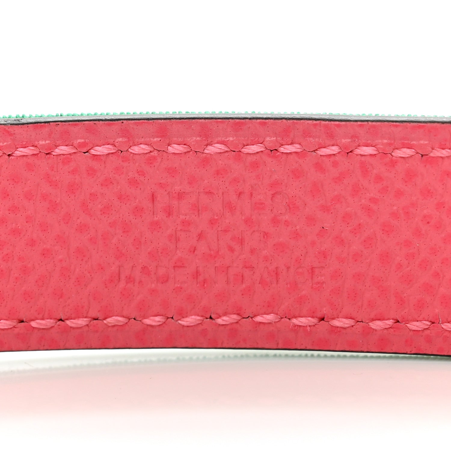 Hermes Toile Officier Epsom Kelly Belt Menthe Rose Azalee 4 of 5