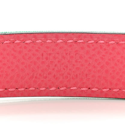 Hermes Toile Officier Epsom Kelly Belt Menthe Rose Azalee 4 of 5