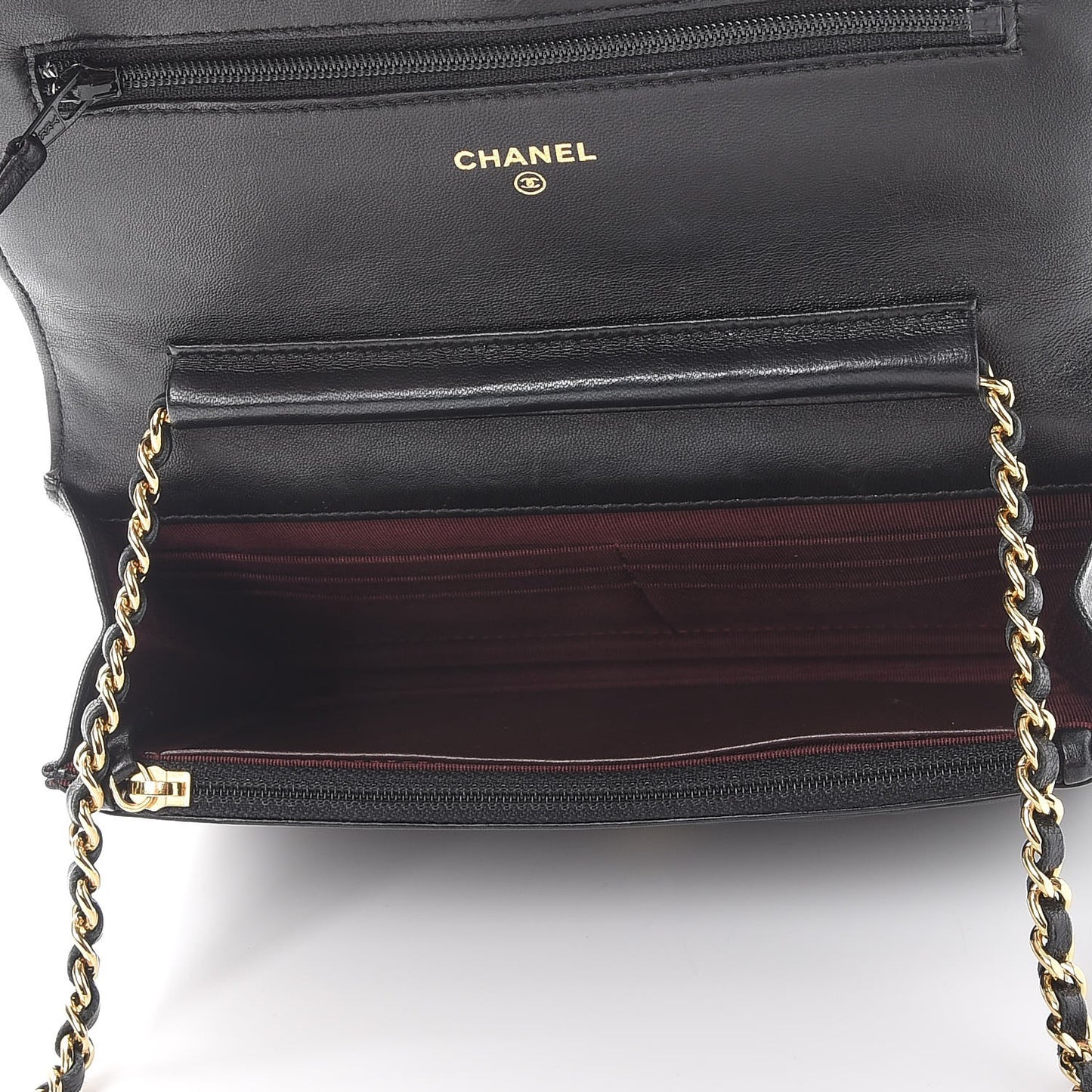 Lambskin Quilted Wallet On Chain WOC Black